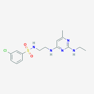 molecular formula C15H20ClN5O2S B5434565 3-chloro-N-(2-{[2-(ethylamino)-6-methyl-4-pyrimidinyl]amino}ethyl)benzenesulfonamide 