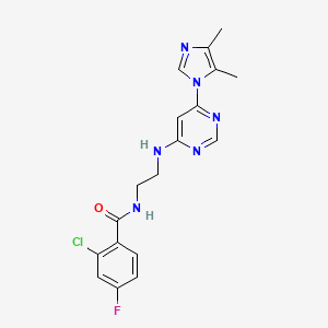 molecular formula C18H18ClFN6O B5434590 2-chloro-N-(2-{[6-(4,5-dimethyl-1H-imidazol-1-yl)-4-pyrimidinyl]amino}ethyl)-4-fluorobenzamide 