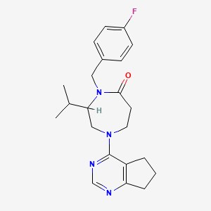 molecular formula C22H27FN4O B5434617 1-(6,7-dihydro-5H-cyclopenta[d]pyrimidin-4-yl)-4-(4-fluorobenzyl)-3-isopropyl-1,4-diazepan-5-one 