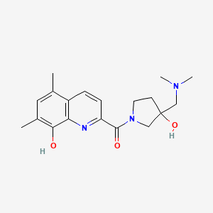 molecular formula C19H25N3O3 B5434675 2-({3-[(dimethylamino)methyl]-3-hydroxy-1-pyrrolidinyl}carbonyl)-5,7-dimethyl-8-quinolinol 