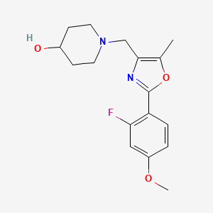 molecular formula C17H21FN2O3 B5434687 1-{[2-(2-fluoro-4-methoxyphenyl)-5-methyl-1,3-oxazol-4-yl]methyl}piperidin-4-ol 