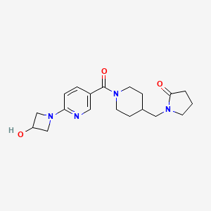 molecular formula C19H26N4O3 B5434697 1-[(1-{[6-(3-hydroxyazetidin-1-yl)pyridin-3-yl]carbonyl}piperidin-4-yl)methyl]pyrrolidin-2-one 