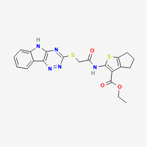 ETHYL 2-(2-{5H-[1,2,4]TRIAZINO[5,6-B]INDOL-3-YLSULFANYL}ACETAMIDO)-4H,5H,6H-CYCLOPENTA[B]THIOPHENE-3-CARBOXYLATE