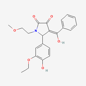 molecular formula C22H23NO6 B5434769 4-benzoyl-5-(3-ethoxy-4-hydroxyphenyl)-3-hydroxy-1-(2-methoxyethyl)-1,5-dihydro-2H-pyrrol-2-one 