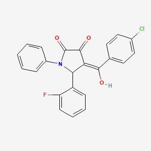 molecular formula C23H15ClFNO3 B5434796 (4E)-4-[(4-chlorophenyl)-hydroxymethylidene]-5-(2-fluorophenyl)-1-phenylpyrrolidine-2,3-dione 