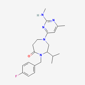 molecular formula C21H28FN5O B5434857 4-(4-fluorobenzyl)-3-isopropyl-1-[6-methyl-2-(methylamino)-4-pyrimidinyl]-1,4-diazepan-5-one 