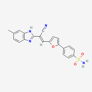 molecular formula C21H16N4O3S B5434883 4-{5-[2-cyano-2-(6-methyl-1H-benzimidazol-2-yl)vinyl]-2-furyl}benzenesulfonamide 