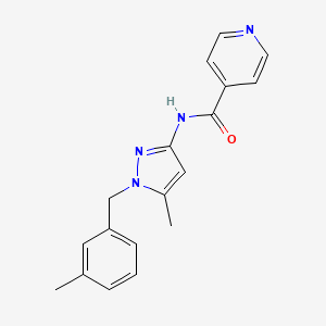 molecular formula C18H18N4O B5434927 N-[5-methyl-1-(3-methylbenzyl)-1H-pyrazol-3-yl]isonicotinamide 