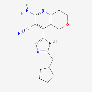 molecular formula C18H21N5O B5434978 2-amino-4-[2-(cyclopentylmethyl)-1H-imidazol-4-yl]-7,8-dihydro-5H-pyrano[4,3-b]pyridine-3-carbonitrile 