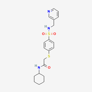 molecular formula C20H25N3O3S2 B5435029 N-cyclohexyl-2-[(4-{[(pyridin-3-ylmethyl)amino]sulfonyl}phenyl)thio]acetamide 