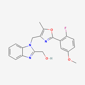 molecular formula C20H18FN3O3 B5435051 (1-{[2-(2-fluoro-5-methoxyphenyl)-5-methyl-1,3-oxazol-4-yl]methyl}-1H-benzimidazol-2-yl)methanol hydrochloride 