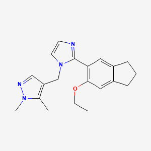 molecular formula C20H24N4O B5435114 4-{[2-(6-ethoxy-2,3-dihydro-1H-inden-5-yl)-1H-imidazol-1-yl]methyl}-1,5-dimethyl-1H-pyrazole 