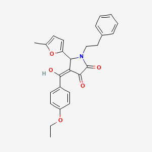 molecular formula C26H25NO5 B5435206 4-(4-ethoxybenzoyl)-3-hydroxy-5-(5-methyl-2-furyl)-1-(2-phenylethyl)-1,5-dihydro-2H-pyrrol-2-one 