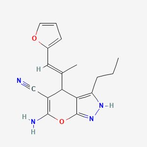 6-amino-4-[2-(2-furyl)-1-methylvinyl]-3-propyl-1,4-dihydropyrano[2,3-c]pyrazole-5-carbonitrile