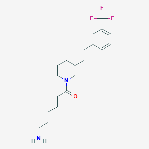 molecular formula C20H29F3N2O B5435284 [6-oxo-6-(3-{2-[3-(trifluoromethyl)phenyl]ethyl}-1-piperidinyl)hexyl]amine hydrochloride 