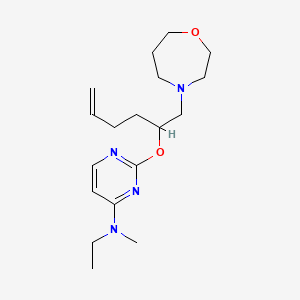 molecular formula C18H30N4O2 B5435320 N-ethyl-N-methyl-2-{[(2S,5R)-5-(1,4-oxazepan-4-ylmethyl)tetrahydrofuran-2-yl]methyl}pyrimidin-4-amine 