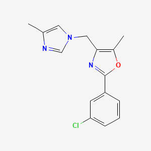 molecular formula C15H14ClN3O B5435346 2-(3-chlorophenyl)-5-methyl-4-[(4-methyl-1H-imidazol-1-yl)methyl]-1,3-oxazole 