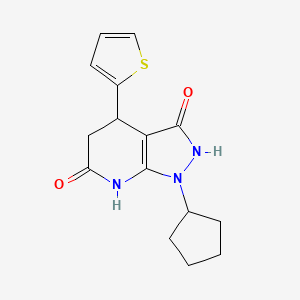 molecular formula C15H17N3O2S B5435350 1-cyclopentyl-4-(2-thienyl)-4,7-dihydro-1H-pyrazolo[3,4-b]pyridine-3,6(2H,5H)-dione 