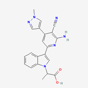 molecular formula C21H18N6O2 B5435393 2-{3-[6-amino-5-cyano-4-(1-methyl-1H-pyrazol-4-yl)pyridin-2-yl]-1H-indol-1-yl}propanoic acid 