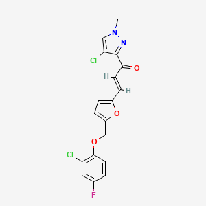 3-{5-[(2-chloro-4-fluorophenoxy)methyl]-2-furyl}-1-(4-chloro-1-methyl-1H-pyrazol-3-yl)-2-propen-1-one