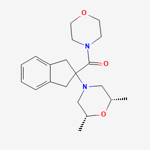 molecular formula C20H28N2O3 B5435405 (2R*,6S*)-2,6-dimethyl-4-[2-(4-morpholinylcarbonyl)-2,3-dihydro-1H-inden-2-yl]morpholine 