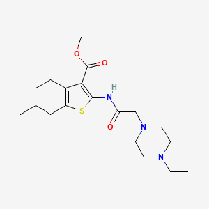 molecular formula C19H29N3O3S B5435462 methyl 2-{[(4-ethyl-1-piperazinyl)acetyl]amino}-6-methyl-4,5,6,7-tetrahydro-1-benzothiophene-3-carboxylate 