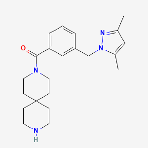 molecular formula C22H30N4O B5435490 3-{3-[(3,5-dimethyl-1H-pyrazol-1-yl)methyl]benzoyl}-3,9-diazaspiro[5.5]undecane hydrochloride 