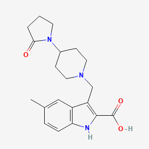 molecular formula C20H25N3O3 B5435502 5-methyl-3-{[4-(2-oxopyrrolidin-1-yl)piperidin-1-yl]methyl}-1H-indole-2-carboxylic acid 