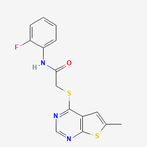 molecular formula C15H12FN3OS2 B5435533 N-(2-fluorophenyl)-2-[(6-methylthieno[2,3-d]pyrimidin-4-yl)thio]acetamide 