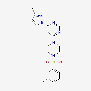 molecular formula C19H22N6O2S B5435536 4-{4-[(3-methylphenyl)sulfonyl]-1-piperazinyl}-6-(3-methyl-1H-pyrazol-1-yl)pyrimidine 