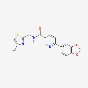 molecular formula C19H17N3O3S B5435709 6-(1,3-benzodioxol-5-yl)-N-[(4-ethyl-1,3-thiazol-2-yl)methyl]nicotinamide 