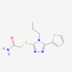 molecular formula C11H14N4OS2 B5435747 2-{[4-propyl-5-(2-thienyl)-4H-1,2,4-triazol-3-yl]thio}acetamide 