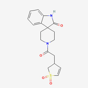 molecular formula C18H20N2O4S B5435778 1'-[(1,1-dioxido-2,3-dihydro-3-thienyl)acetyl]spiro[indole-3,4'-piperidin]-2(1H)-one 