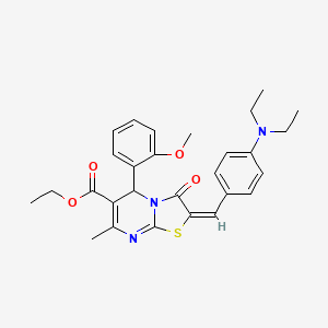 molecular formula C28H31N3O4S B5435803 ethyl 2-[4-(diethylamino)benzylidene]-5-(2-methoxyphenyl)-7-methyl-3-oxo-2,3-dihydro-5H-[1,3]thiazolo[3,2-a]pyrimidine-6-carboxylate 