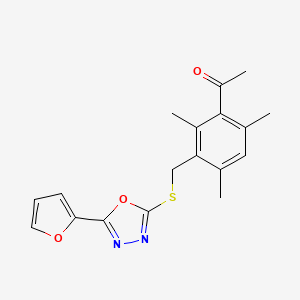 molecular formula C18H18N2O3S B5435862 1-[3-({[5-(2-furyl)-1,3,4-oxadiazol-2-yl]thio}methyl)-2,4,6-trimethylphenyl]ethanone 