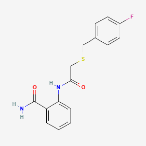 molecular formula C16H15FN2O2S B5435889 2-({[(4-fluorobenzyl)thio]acetyl}amino)benzamide 