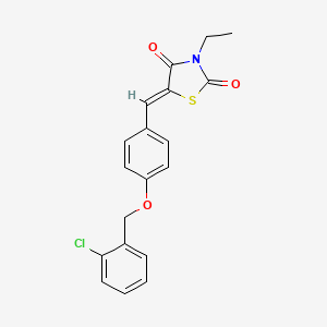 molecular formula C19H16ClNO3S B5435904 5-{4-[(2-chlorobenzyl)oxy]benzylidene}-3-ethyl-1,3-thiazolidine-2,4-dione 