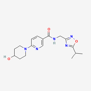 molecular formula C17H23N5O3 B5435912 6-(4-hydroxypiperidin-1-yl)-N-[(5-isopropyl-1,2,4-oxadiazol-3-yl)methyl]nicotinamide 