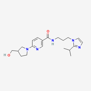 6-[3-(hydroxymethyl)pyrrolidin-1-yl]-N-[3-(2-isopropyl-1H-imidazol-1-yl)propyl]nicotinamide