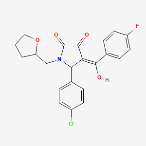 molecular formula C22H19ClFNO4 B5436010 5-(4-chlorophenyl)-4-(4-fluorobenzoyl)-3-hydroxy-1-(tetrahydro-2-furanylmethyl)-1,5-dihydro-2H-pyrrol-2-one 