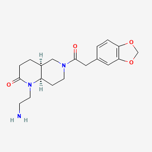 molecular formula C19H25N3O4 B5436023 rel-(4aS,8aR)-1-(2-aminoethyl)-6-(1,3-benzodioxol-5-ylacetyl)octahydro-1,6-naphthyridin-2(1H)-one hydrochloride 