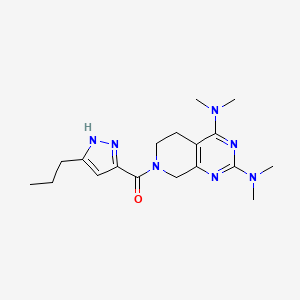 molecular formula C18H27N7O B5436203 N,N,N',N'-tetramethyl-7-[(3-propyl-1H-pyrazol-5-yl)carbonyl]-5,6,7,8-tetrahydropyrido[3,4-d]pyrimidine-2,4-diamine 