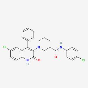 molecular formula C27H23Cl2N3O2 B5436218 1-(6-chloro-2-oxo-4-phenyl-1,2-dihydroquinolin-3-yl)-N-(4-chlorophenyl)piperidine-3-carboxamide 