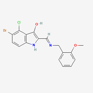 molecular formula C17H14BrClN2O2 B5436280 5-bromo-4-chloro-2-{[(2-methoxybenzyl)amino]methylene}-1,2-dihydro-3H-indol-3-one 