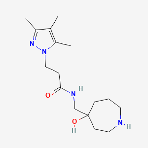 molecular formula C16H28N4O2 B5436341 N-[(4-hydroxy-4-azepanyl)methyl]-3-(3,4,5-trimethyl-1H-pyrazol-1-yl)propanamide 