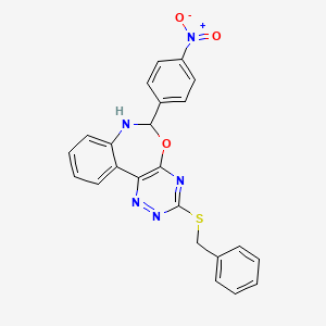 molecular formula C23H17N5O3S B5436390 3-(benzylthio)-6-(4-nitrophenyl)-6,7-dihydro[1,2,4]triazino[5,6-d][3,1]benzoxazepine 