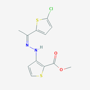 molecular formula C12H11ClN2O2S2 B5436486 methyl 3-{2-[1-(5-chloro-2-thienyl)ethylidene]hydrazino}-2-thiophenecarboxylate 