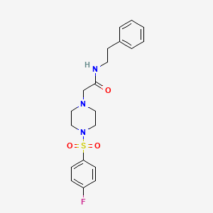 molecular formula C20H24FN3O3S B5436507 2-{4-[(4-fluorophenyl)sulfonyl]-1-piperazinyl}-N-(2-phenylethyl)acetamide 