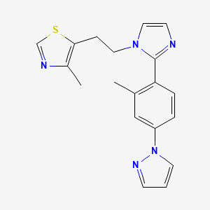 molecular formula C19H19N5S B5436540 4-methyl-5-(2-{2-[2-methyl-4-(1H-pyrazol-1-yl)phenyl]-1H-imidazol-1-yl}ethyl)-1,3-thiazole 