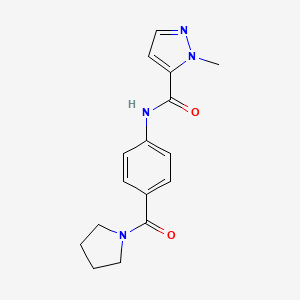 molecular formula C16H18N4O2 B5436571 1-methyl-N-[4-(1-pyrrolidinylcarbonyl)phenyl]-1H-pyrazole-5-carboxamide 